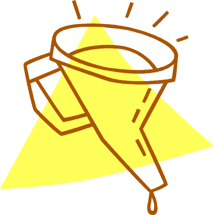 Vector Illustration of Kitchen Funnel Channels Liquid Through Small Opening