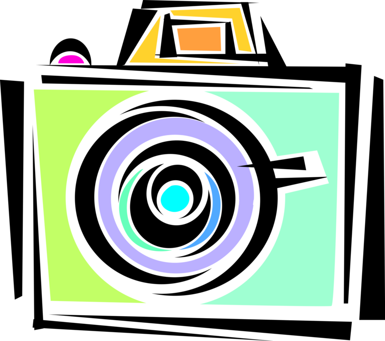 Vector Illustration of Optical Photography Camera Captures Photographic Images