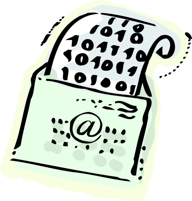 Vector Illustration of Email @ Correspondence Envelope Letter with Digital Binary Code