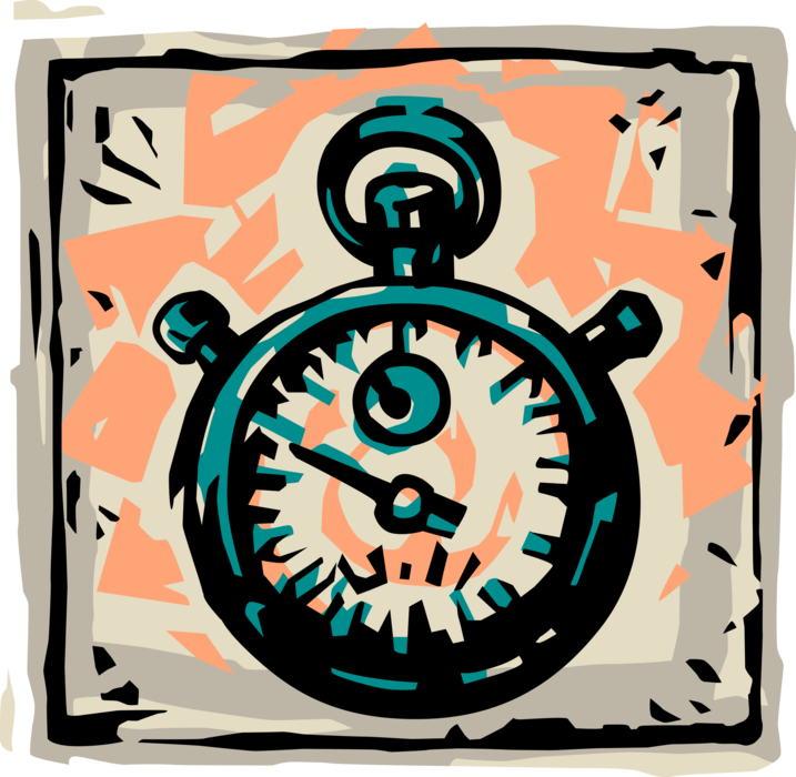 Vector Illustration of Stopwatch Handheld Timepieces Measure Elapsed Time