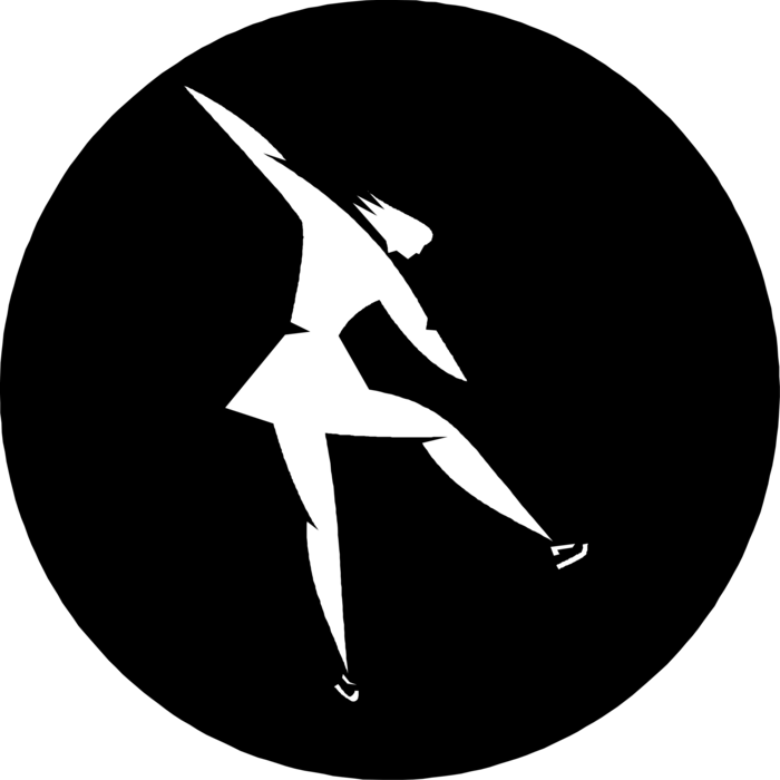 Vector Illustration of Figure Skater Skating in Competitive Skate Routine on Ice