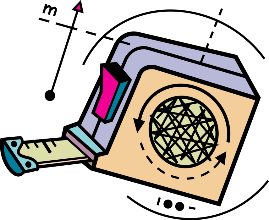 Vector Illustration of Tape Measure or Measuring Tape Flexible Ruler with Linear-Measurement Markings