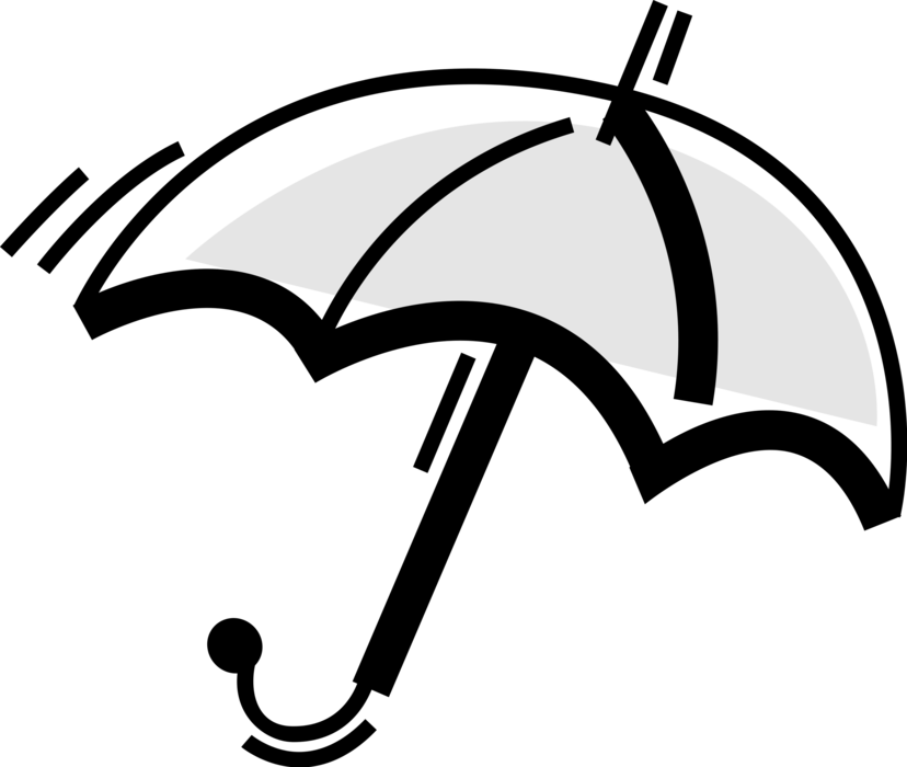 Vector Illustration of Umbrella or Parasol Provides Protection from Inclement Weather Rain or Bright Sunlight