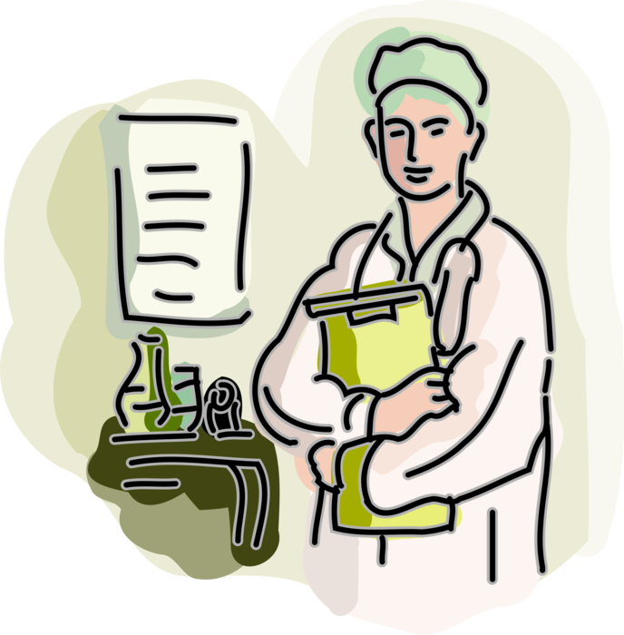 Vector Illustration of Health Care Professional Doctor Physician with Patient Chart Clipboard Portable Writing Surface