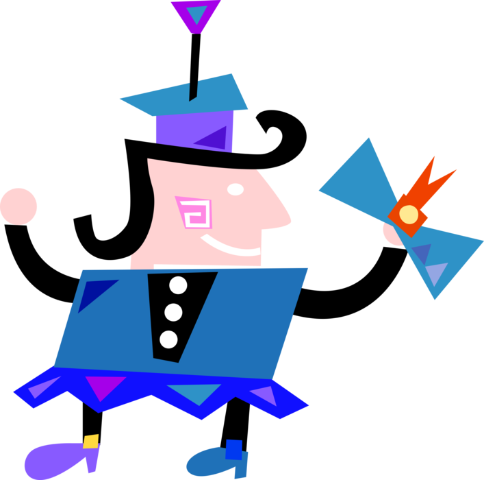 Vector Illustration of High School, College and University Graduate with Mortarboard Cap and Diploma Certificate