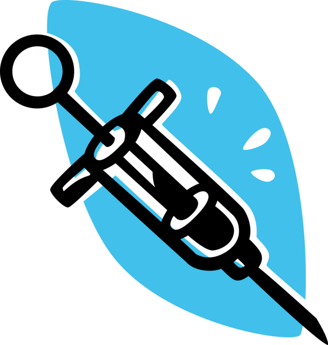 Vector Illustration of Medical Vaccination Hypodermic Syringe Needle for Inoculation Injection