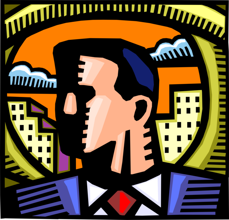 Vector Illustration of Visionary Businessman Sees Business Opportunities for Success