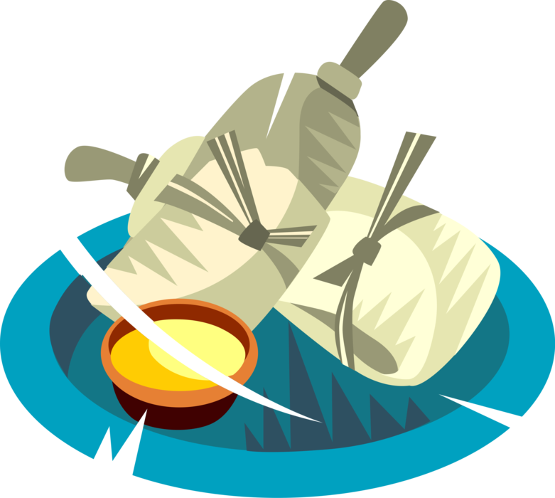 Vector Illustration of Traditional Chinese Asian Cuisine Food Zongzi Sticky Rice Dumpling