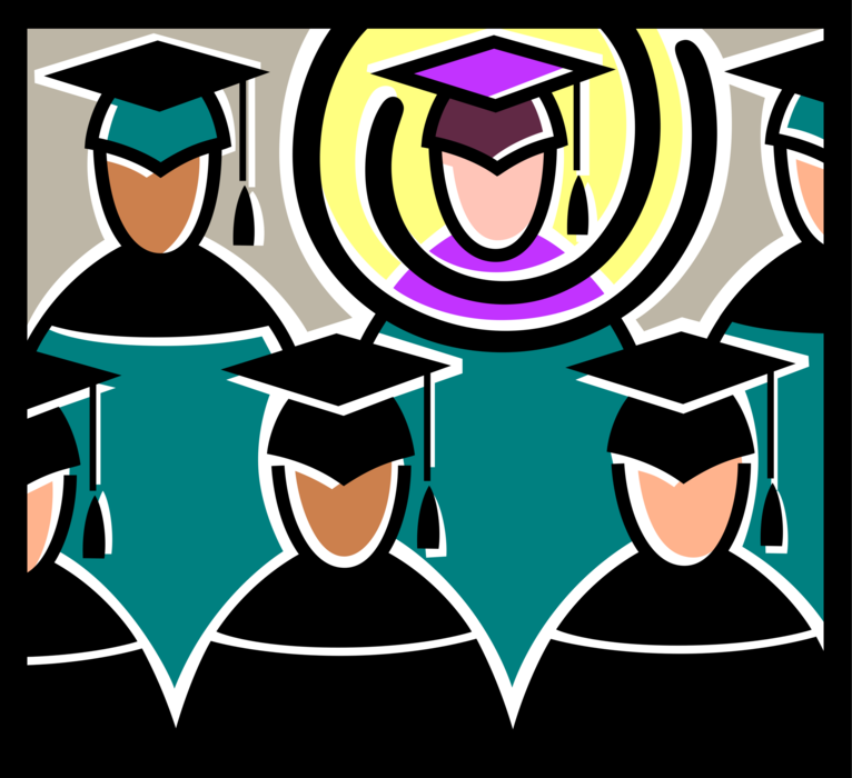Vector Illustration of Spiral Sacred Symbol of Evolving Life Journey with High School, College, University Education Graduates