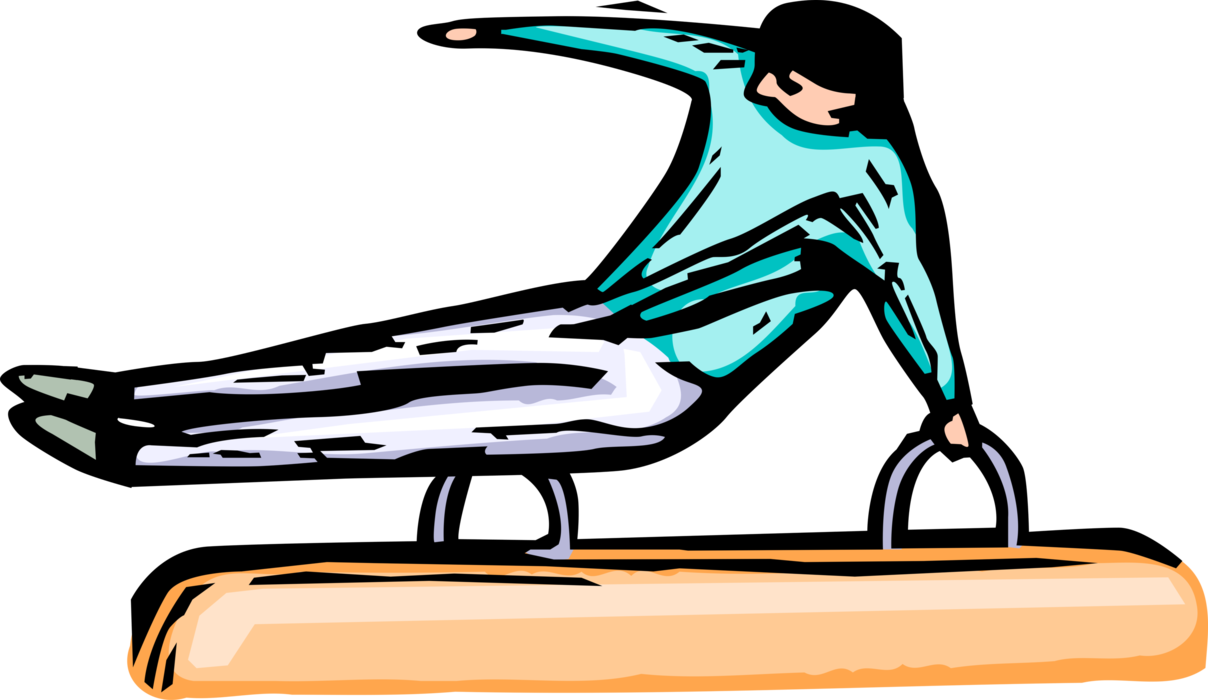 Vector Illustration of Olympic Sports Gymnastics Pommel Horse Gymnast in Competition