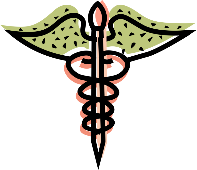 Vector Illustration of Caduceus Staff Entwined by Two Serpents Symbol of Health Care Organizations and Medical Practice
