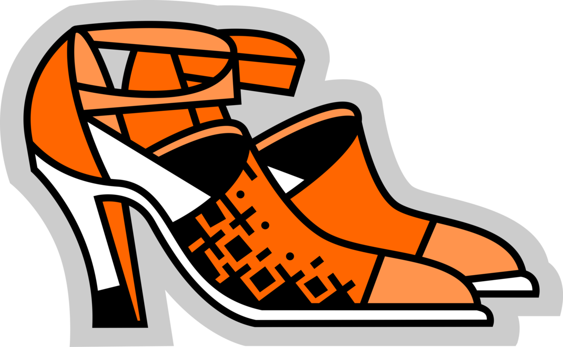 Vector Illustration of Ladies High Heel Footwear Dress Shoes