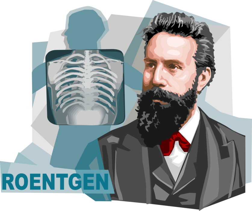 Vector Illustration of Wilhelm Conrad Röntgen, German Physicist Discovered X-Rays