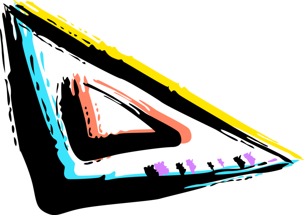 Vector Illustration of Triangle Ruler, Rule or Line Gauge Measures Distances