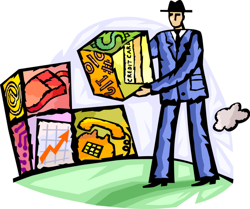 Vector Illustration of Businessman Builds Cohesive Structure with Building Blocks