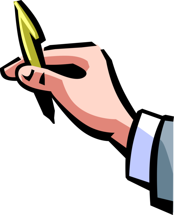 Vector Illustration of Businessman Offers Ballpoint Pen Writing Instrument to Sign Document or Contract