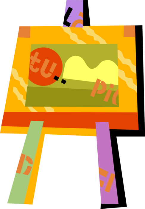Vector Illustration of Visual Arts Artist's Easel for Supporting and Displaying Painting Canvas
