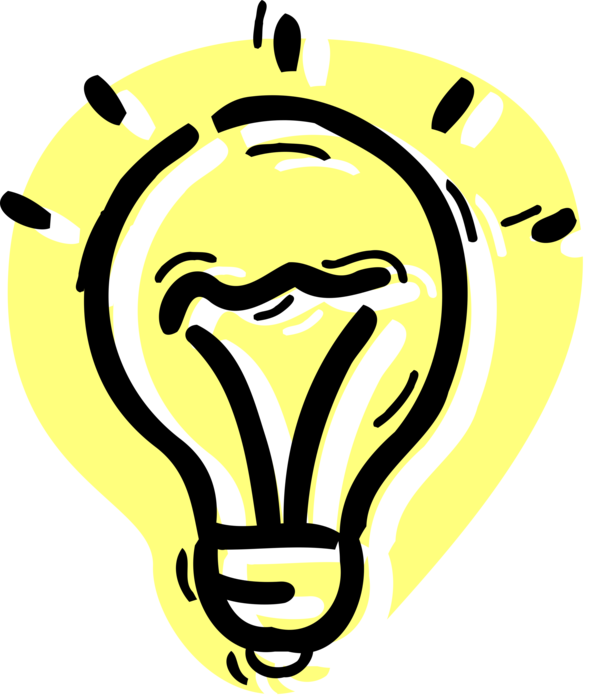 Vector Illustration of Electric Light Bulb Symbol of Invention, Innovation, Inspiration and Good Ideas