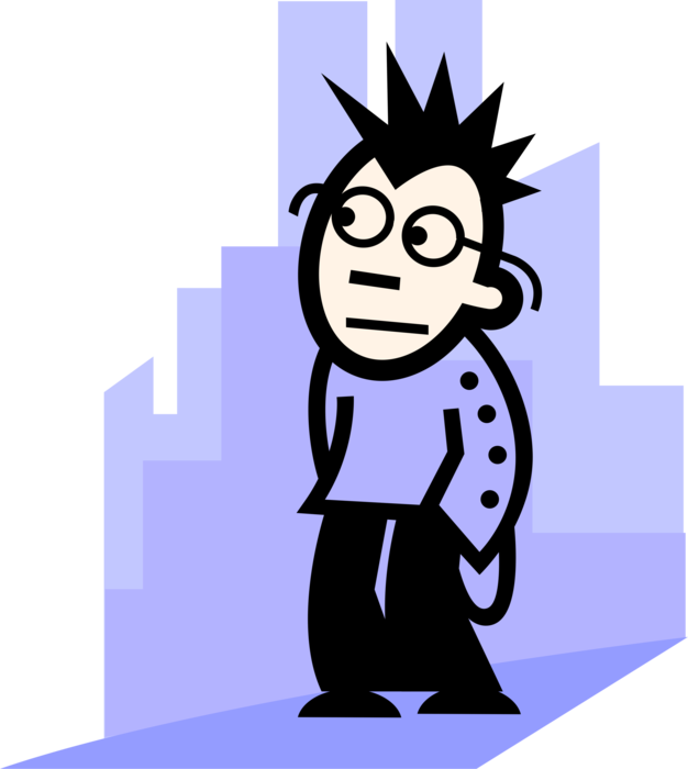 Vector Illustration of Teenager Rebel with Mohawk Spiked Hair in Urban Environment