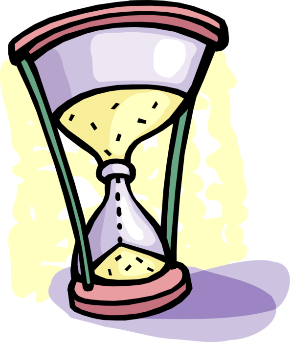 Vector Illustration of Hourglass or Sandglass, Sand Timer, or Sand Clock Measures Passage of Time