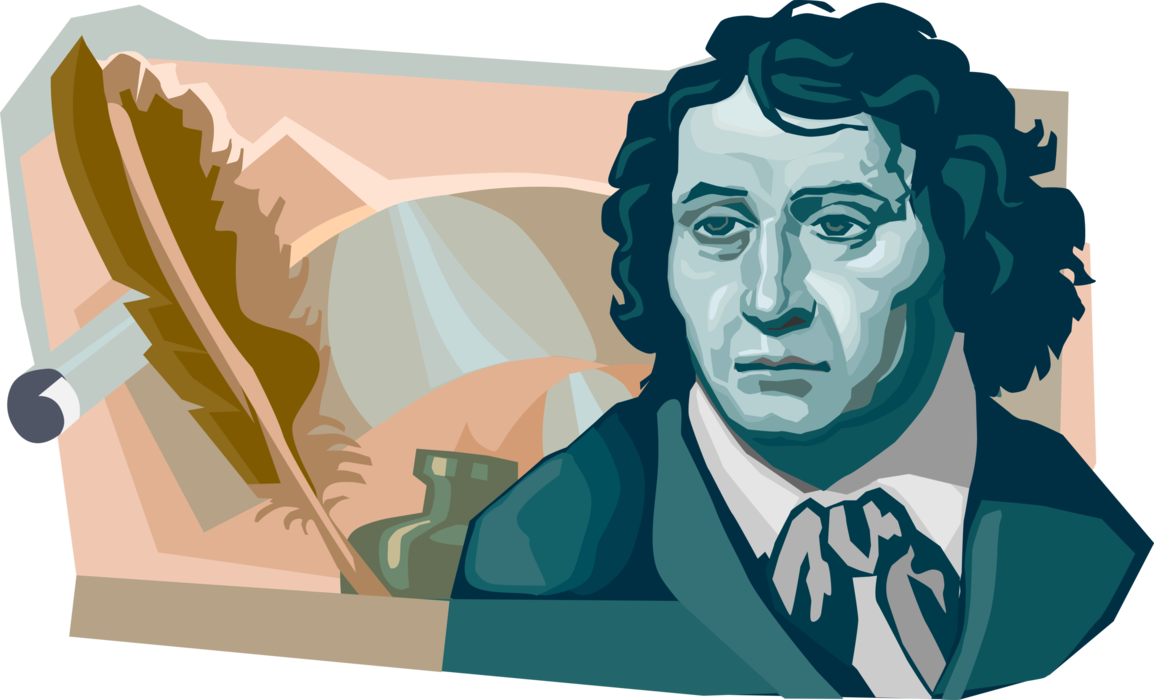 Vector Illustration of France Prešeren, Romantic Slovene Poet, Slovenia