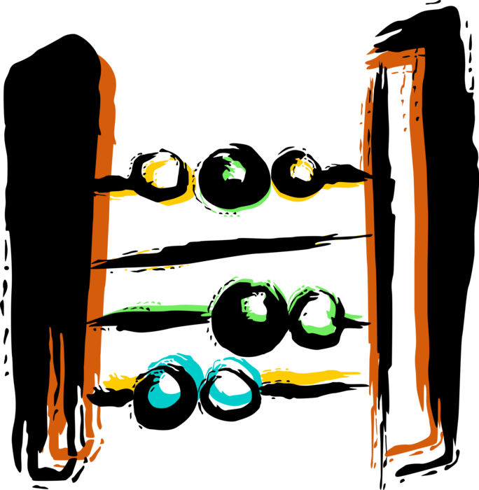 Vector Illustration of Abacus Counting Bead Frame Calculating Tool