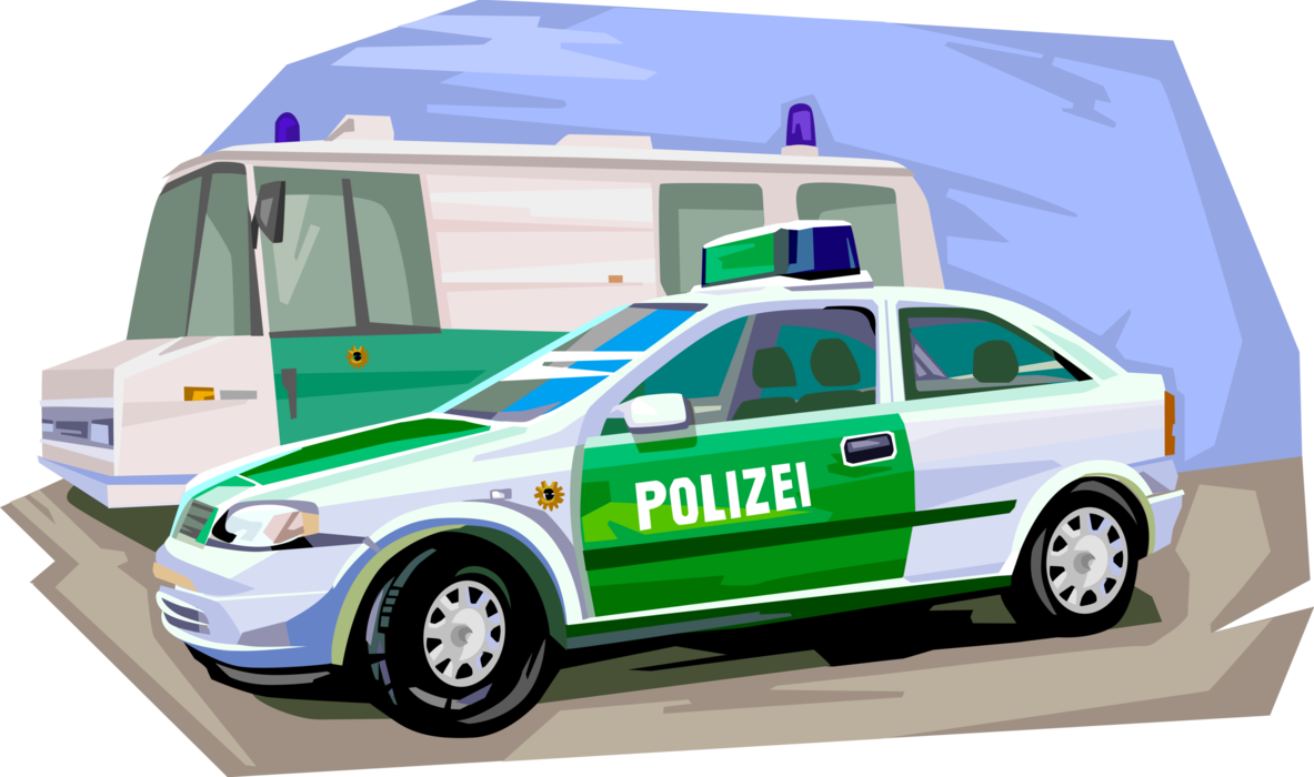 Vector Illustration of Berlin Federal Law Enforcement Polizei Police Patrol, Germany 