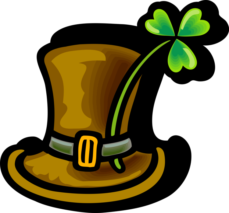 Vector Illustration of St Patrick's Day Leprechaun Irish Hat with Lucky Shamrock