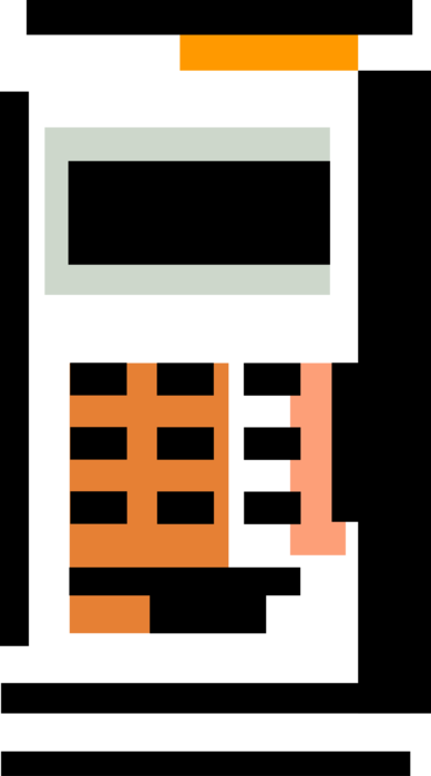 Vector Illustration of Calculator Portable Electronic Device Performs Basic Operations of Mathematics