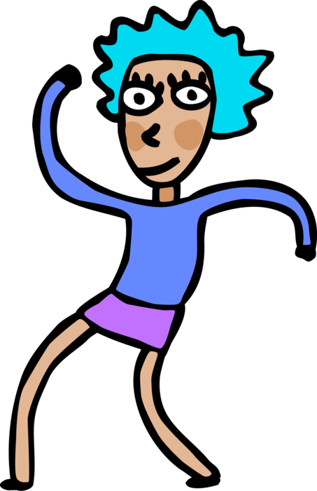 Vector Illustration of Adolescent Female Dancing on Nightclub Dance Floor