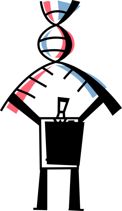 Vector Illustration of Genetic Engineer Manipulates Double Helix DNA Deoxyribonucleic Acid Molecule