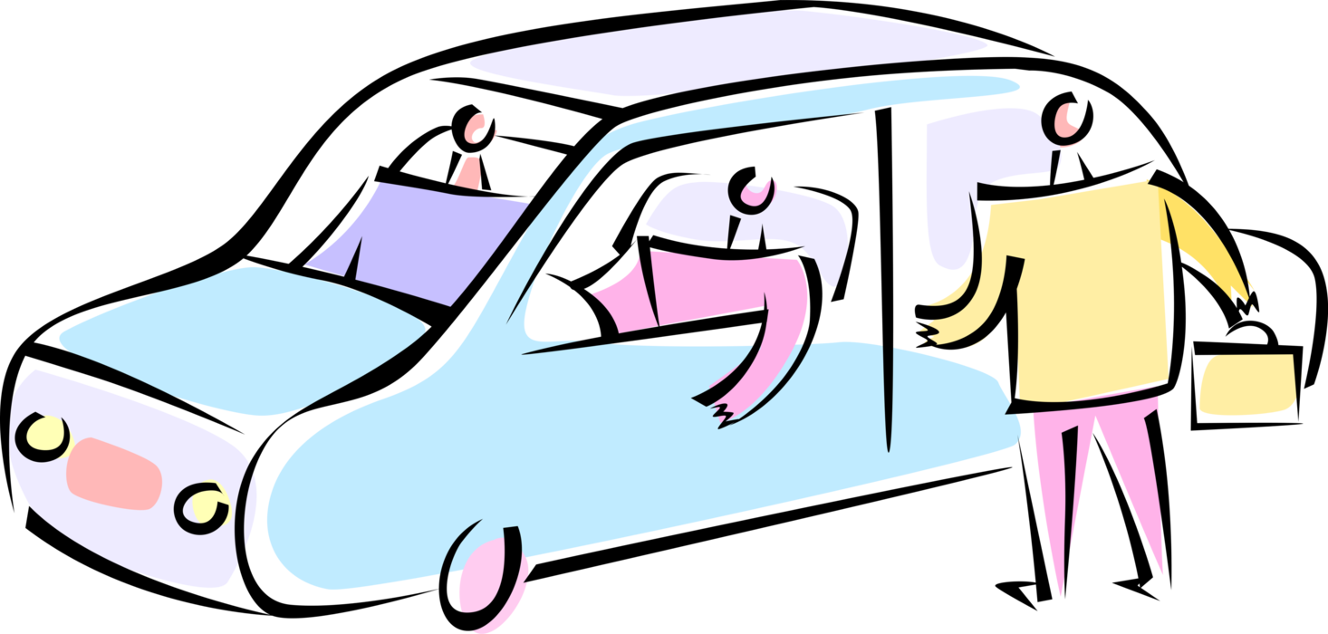 Vector Illustration of Family Sedan Automobile Motor Vehicle Car Ride Sharing Commuter