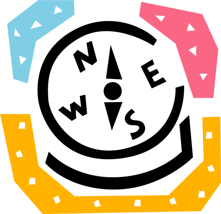 Vector Illustration of Magnetic Compass for Navigation and Finding Direction Points to "Magnetic North"