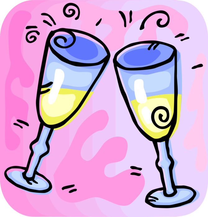 Vector Illustration of Alcohol Beverage Champagne Classes Toast Expression of Honor or Goodwill
