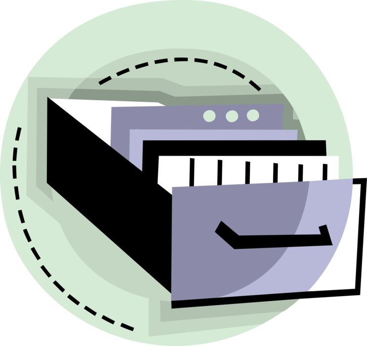 Vector Illustration of Filing Cabinet Drawer with Project Files