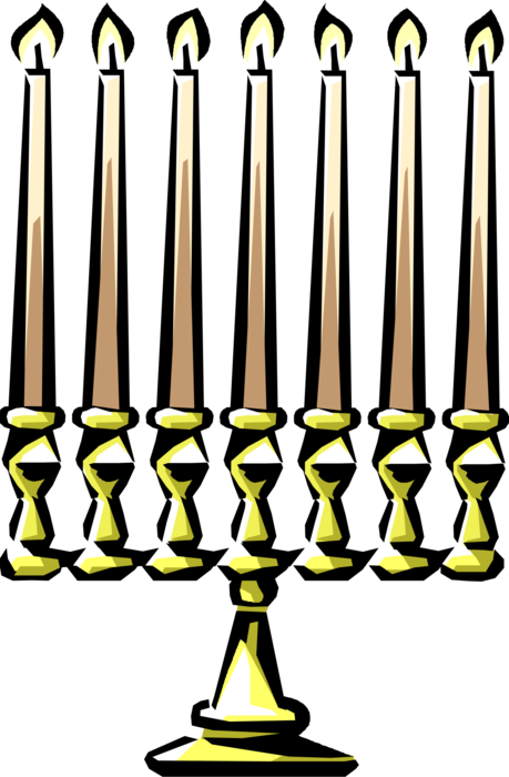 Vector Illustration of Jewish Chanukah Hanukkah Menorah Lampstand Candles Candelabrum 