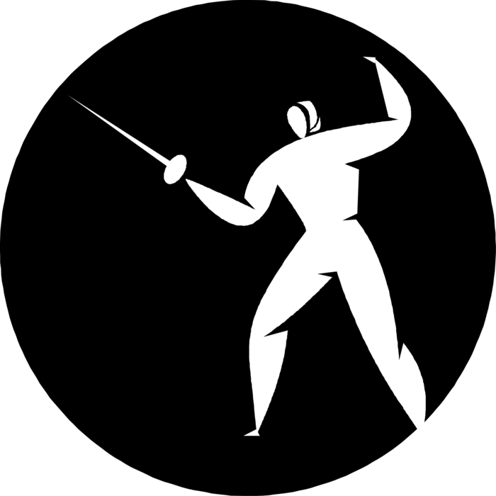 Vector Illustration of Foilsmen Fencer Fencing with Foil Sword