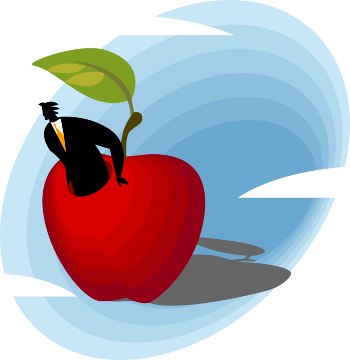 Vector Illustration of Businessman Emerges From Fruit Apple