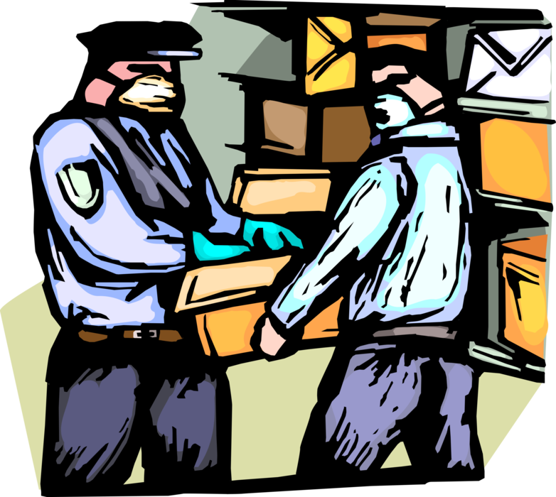 Vector Illustration of Law Enforcement Police Officers Handle Potentially Hazardous Mail Packages