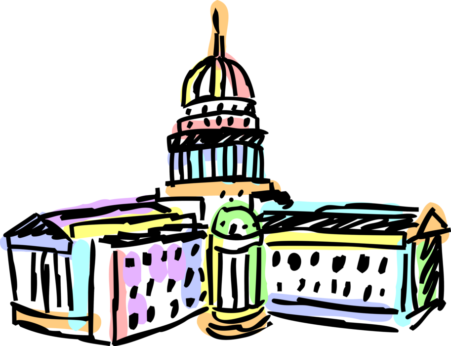 Vector Illustration of United States Capitol Seat of Government Congress Washington, District of Columbia