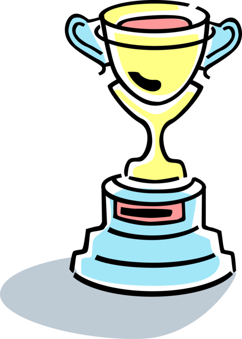 Vector Illustration of Winner's Trophy Award Cup Recognizes Specific Achievement or Evidence of Merit