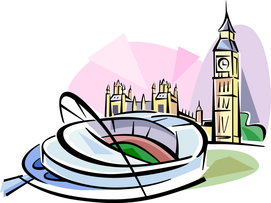 Vector Illustration of Wembley Football Stadium, Wembley, London, England