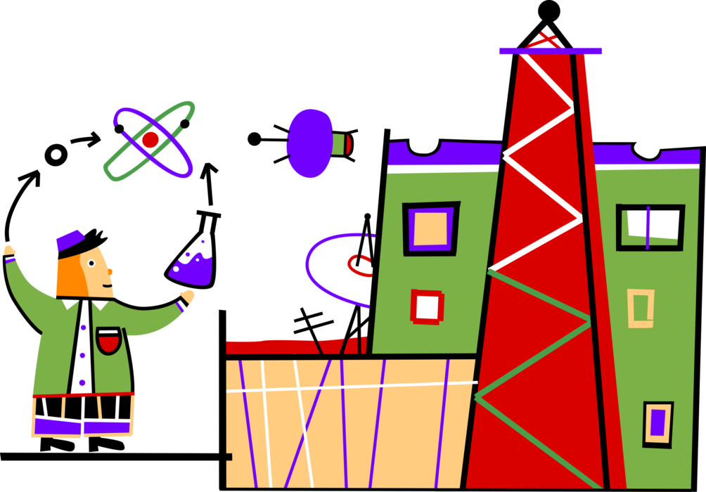 Vector Illustration of Scientist Performs Scientific Research at Laboratory