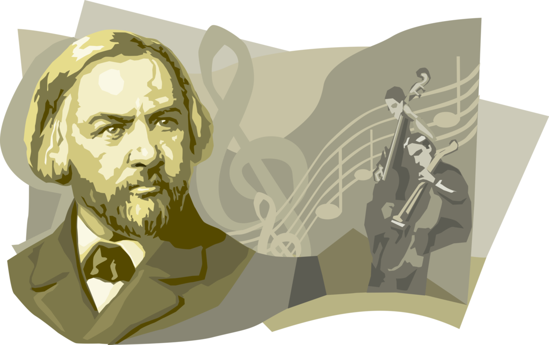 Vector Illustration of Mikhail Glinka, Composer and Fountainhead of Russian Classical Music