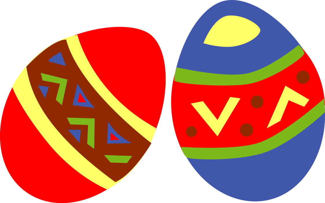 Vector Illustration of Decorated Colored Easter or Paschal Eggs Celebrate Springtime and Easter Season