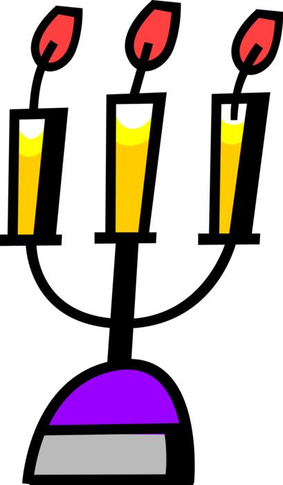 Vector Illustration of Candlestick Candelabrum with Candle Ignitable Wicks Embedded in Wax