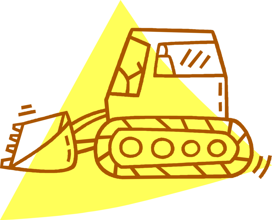 Vector Illustration of Construction Industry Heavy Machinery Equipment Excavator Front End Loader