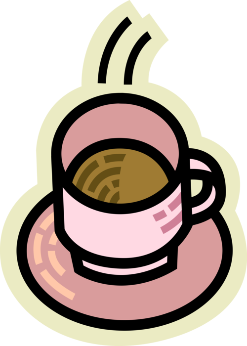 Vector Illustration of Cup of Hot Freshly Brewed Coffee Beverage Drink