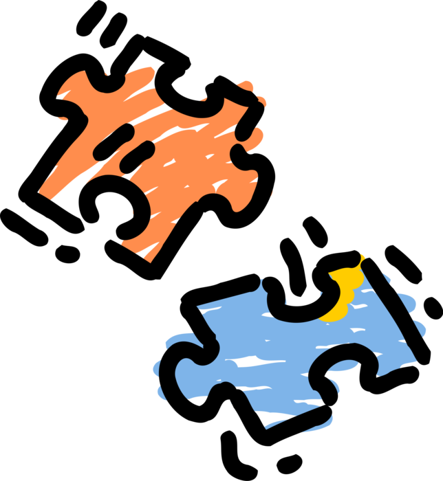 Vector Illustration of Pieces of Jigsaw Puzzle Fit Together