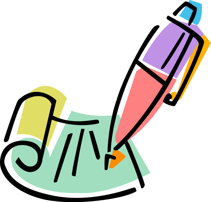 Vector Illustration of Fountain Pen Writing Instrument and Letter